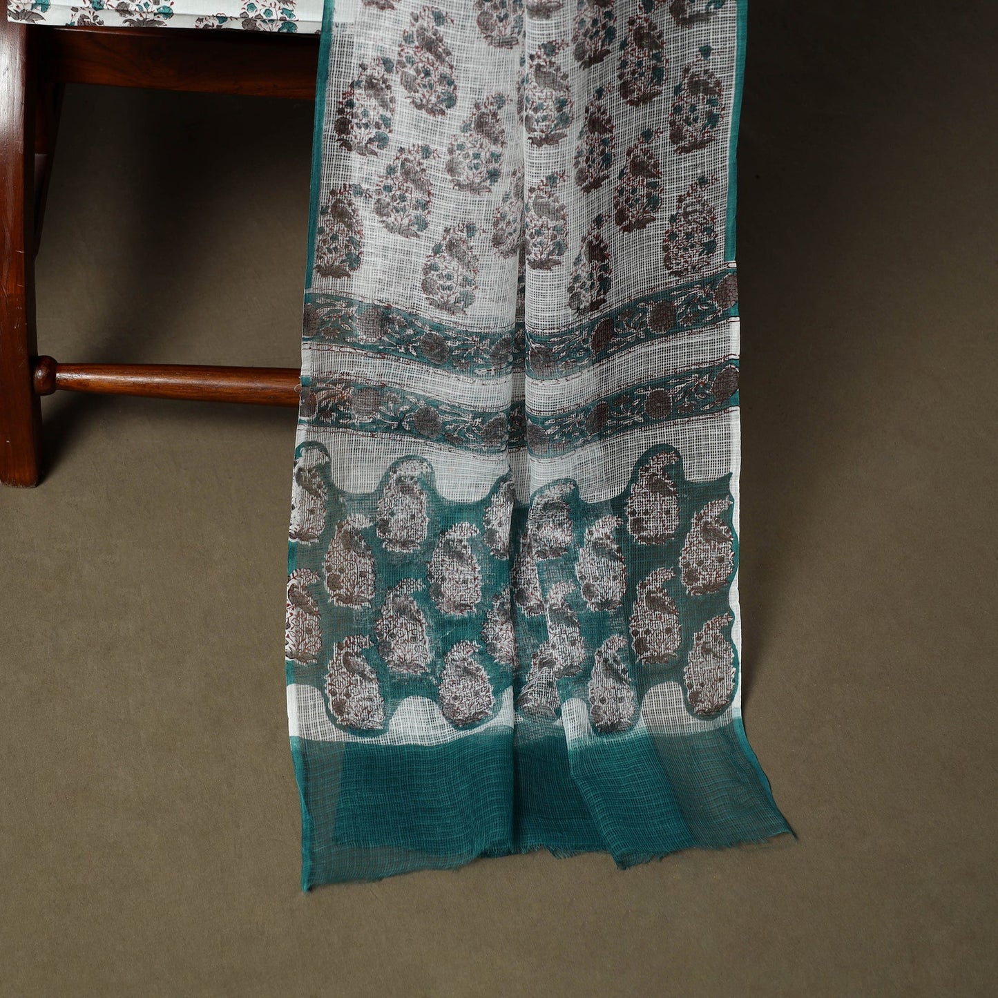 Sanganeri hand block print cotton 3pc unstitched dress