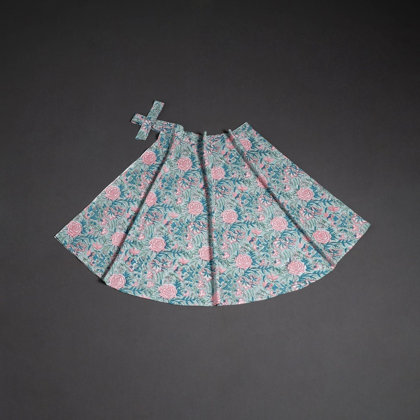 Sanganeri hand cotton wrap around skirt 48 - handcrafted