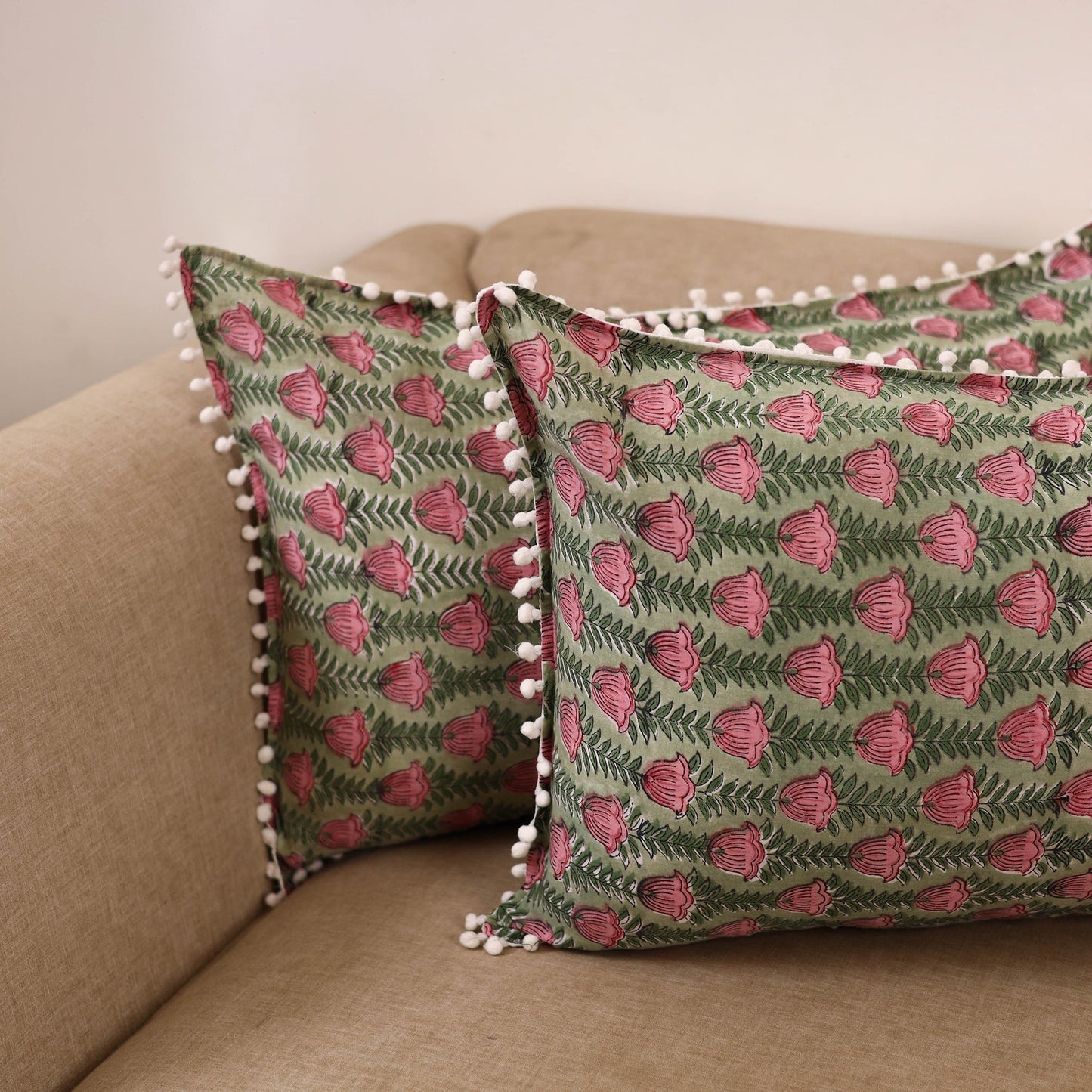 Sanganeri hand pillow covers (set of 2) 42 - handcrafted