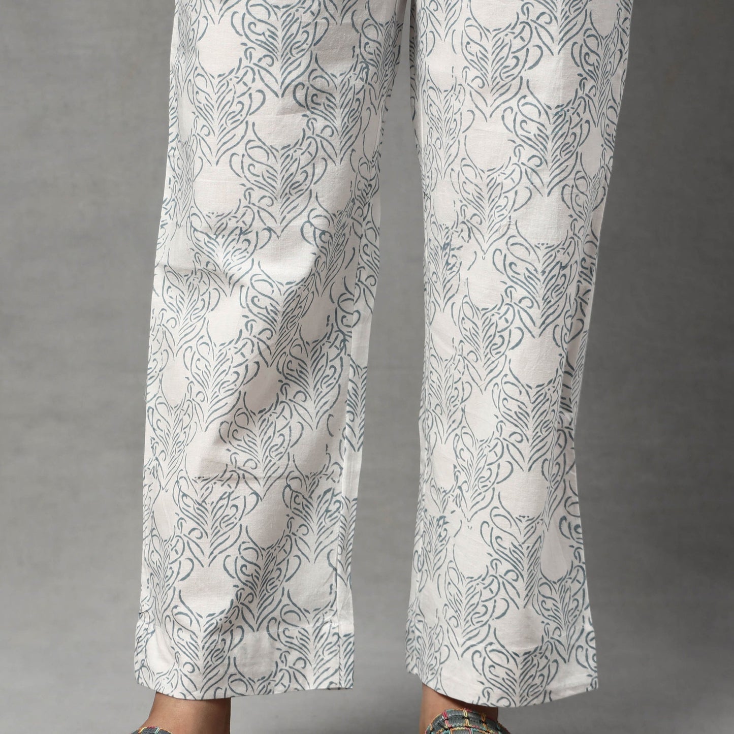 Sanganeri Block Printed Cotton Kurta with Palazzo & Dupatta Set