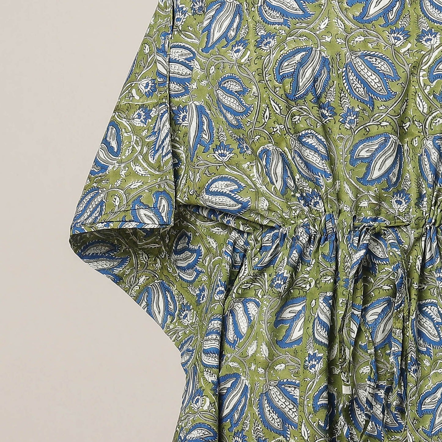 Buy Hand Block Printed Cotton Kaftan with Tie-Up Waist l iTokri.com