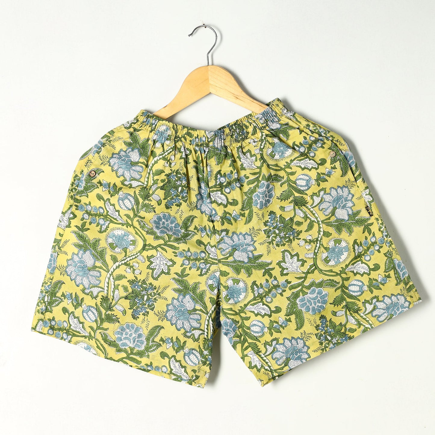 Green - sanganeri printed cotton unisex boxer/shorts