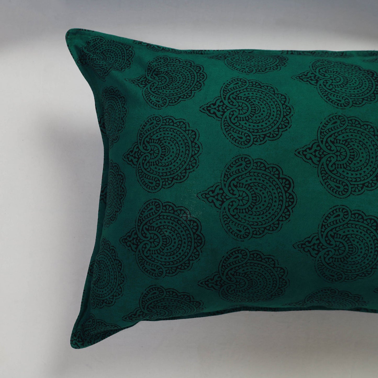 Green Set of 2 Bagh Block Print Cotton Pillow Covers