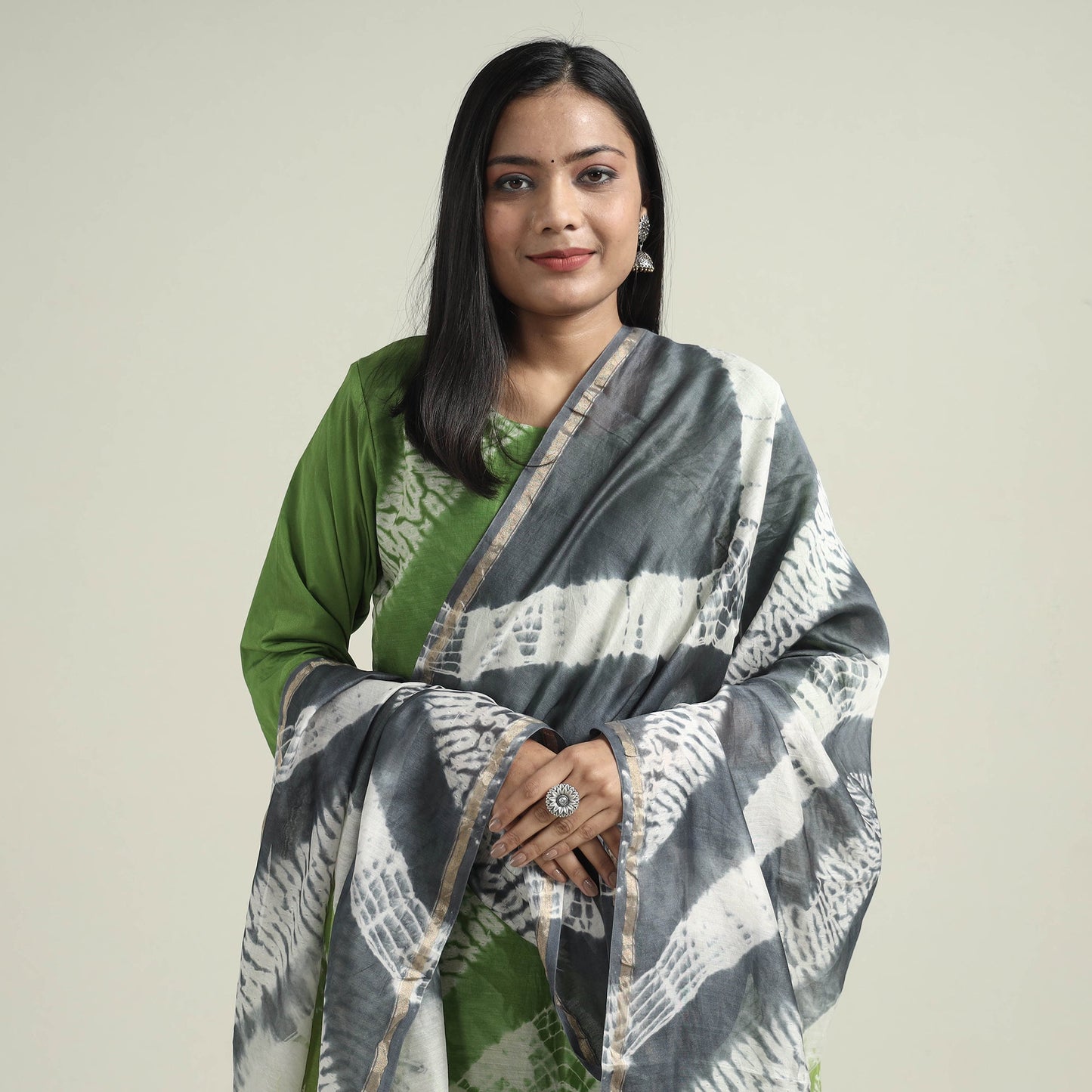 Shibori Kurta with Palazzo & Dupatta Set