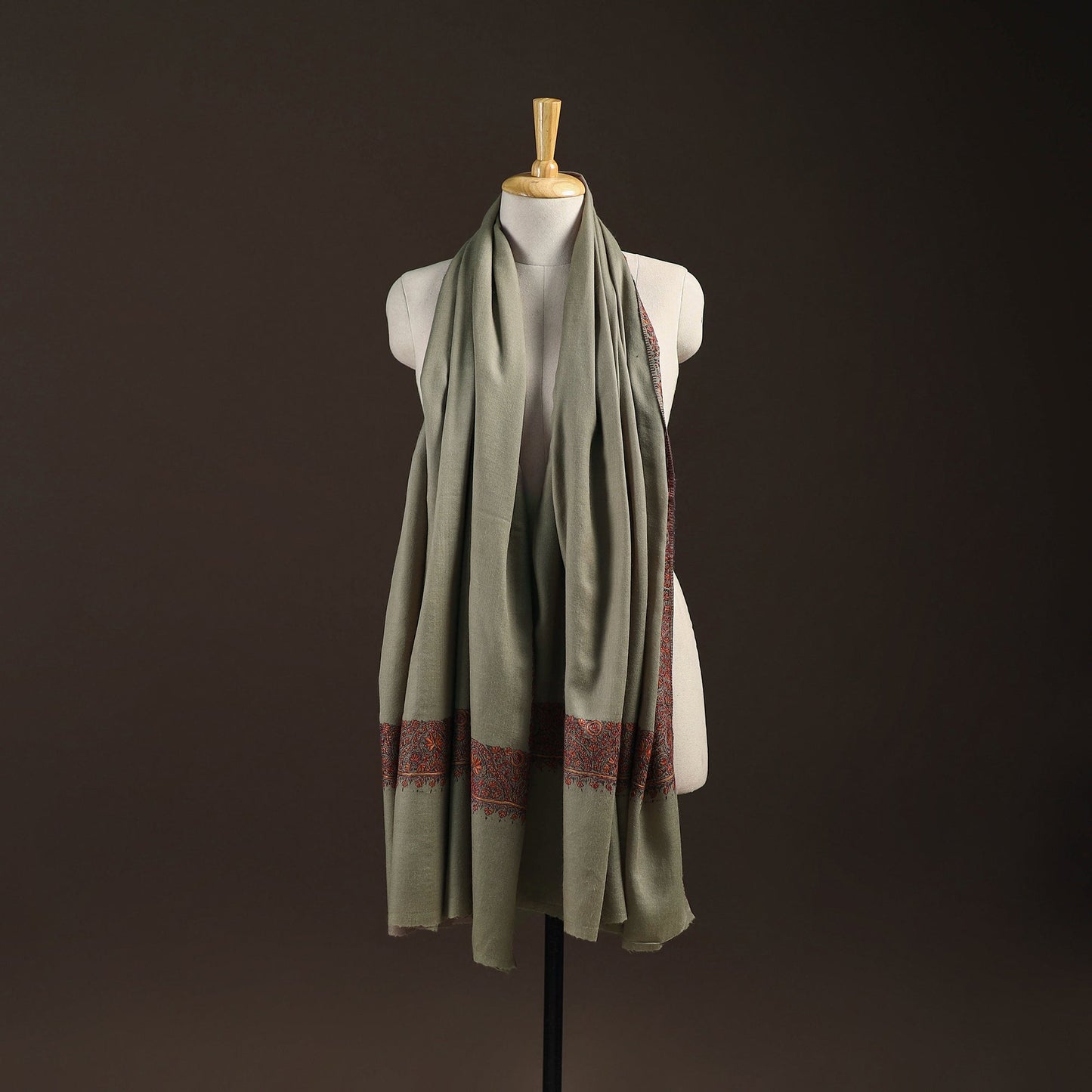 Green - sozni hand embroidery merino wool handwoven