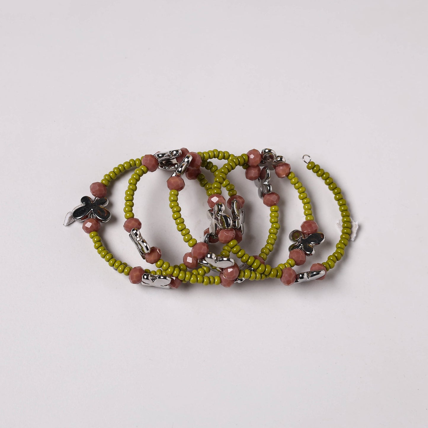 Green - spiral handmade beaded bracelet 207 - handcrafted
