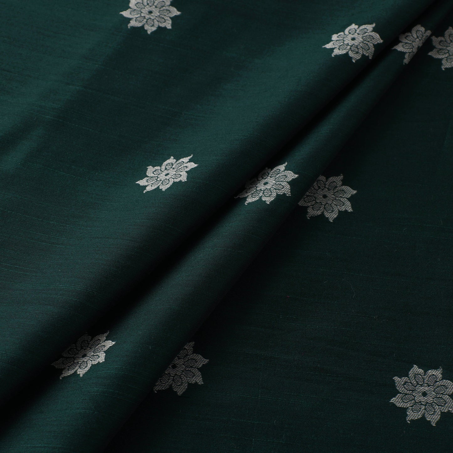 Green - spun dupion viscose silk thread buta fabric 22