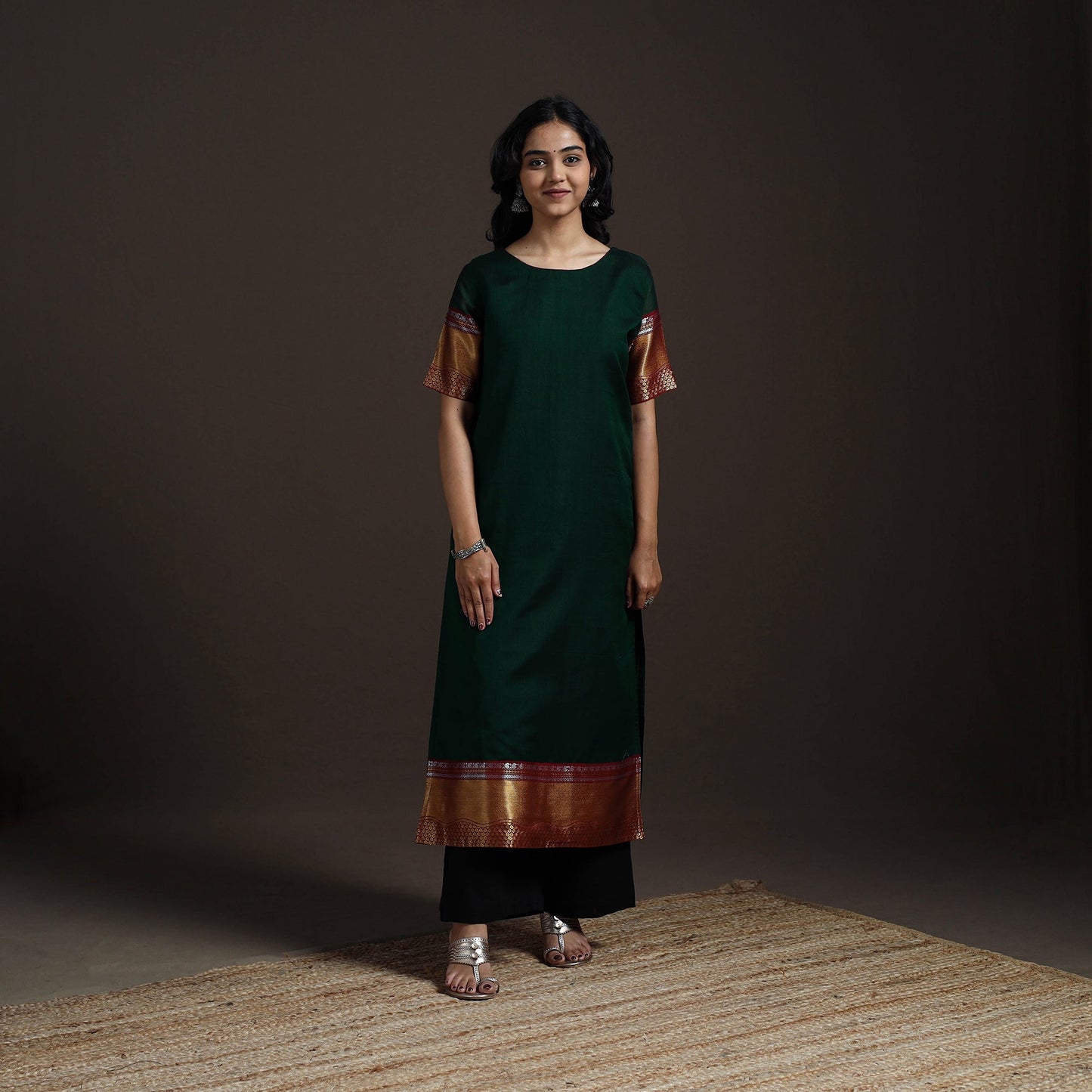 Straight cotton dharwad kurta for women 11 - handcrafted