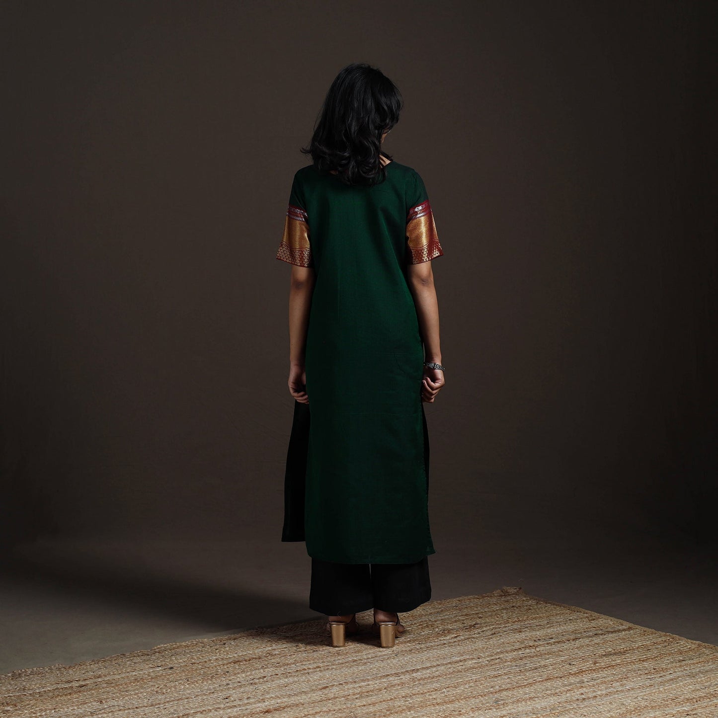Straight cotton dharwad kurta for women 11 - handcrafted