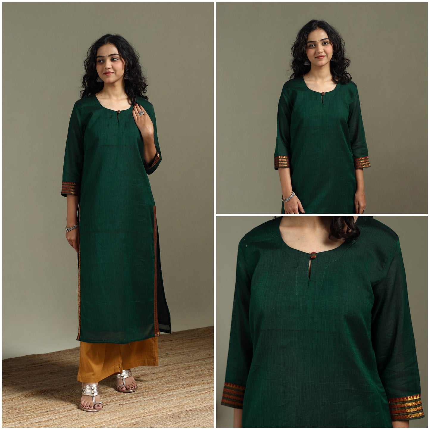 Straight cotton dharwad kurta for women 29 - handcrafted