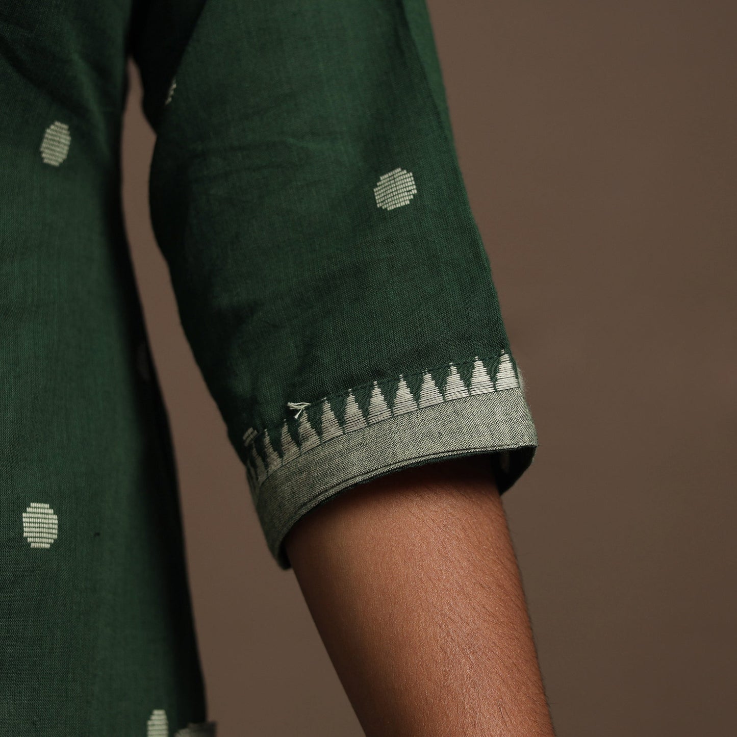 Green Straight Cotton Jacquard Kurta