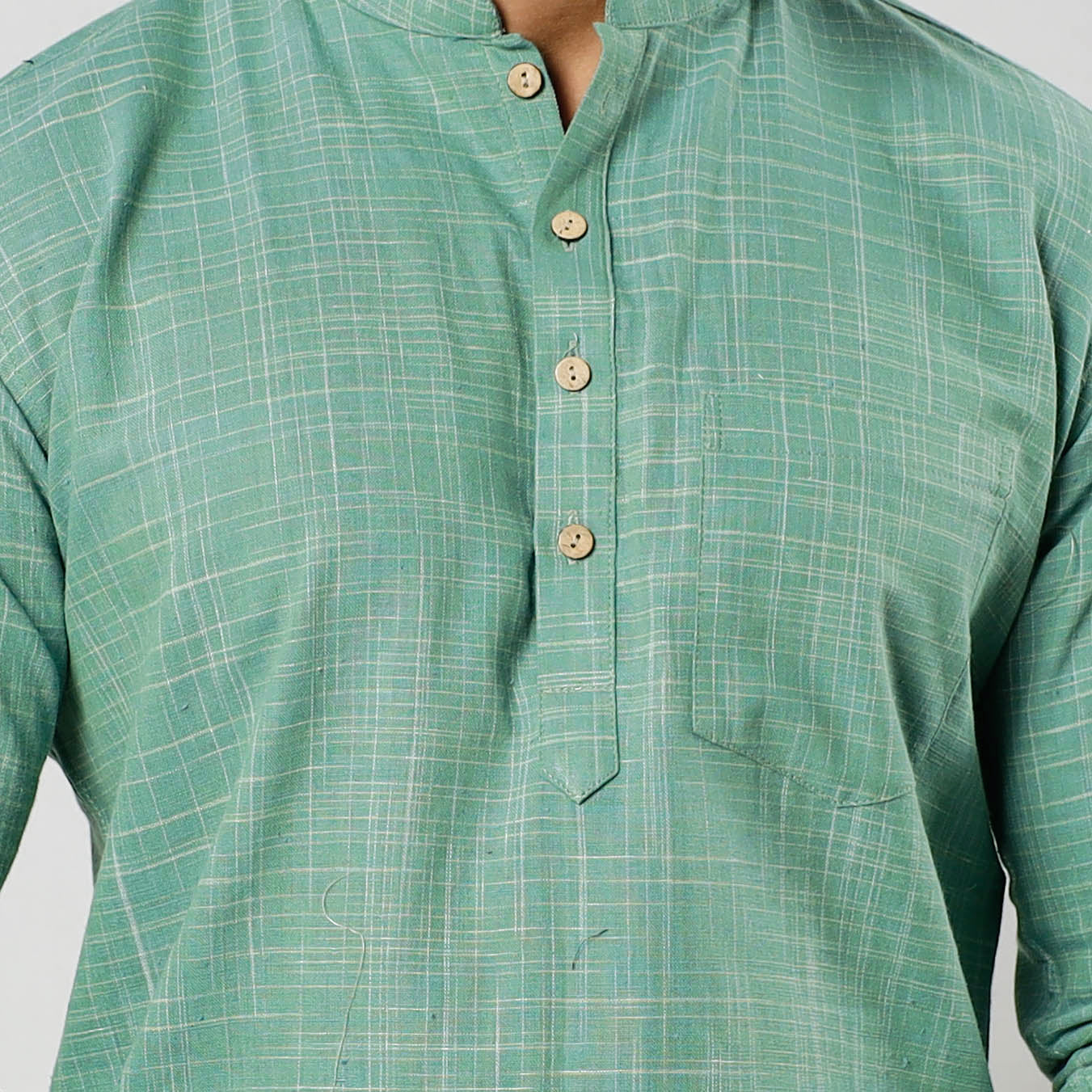 Plain Fine Cotton Handloom Men Short Kurta