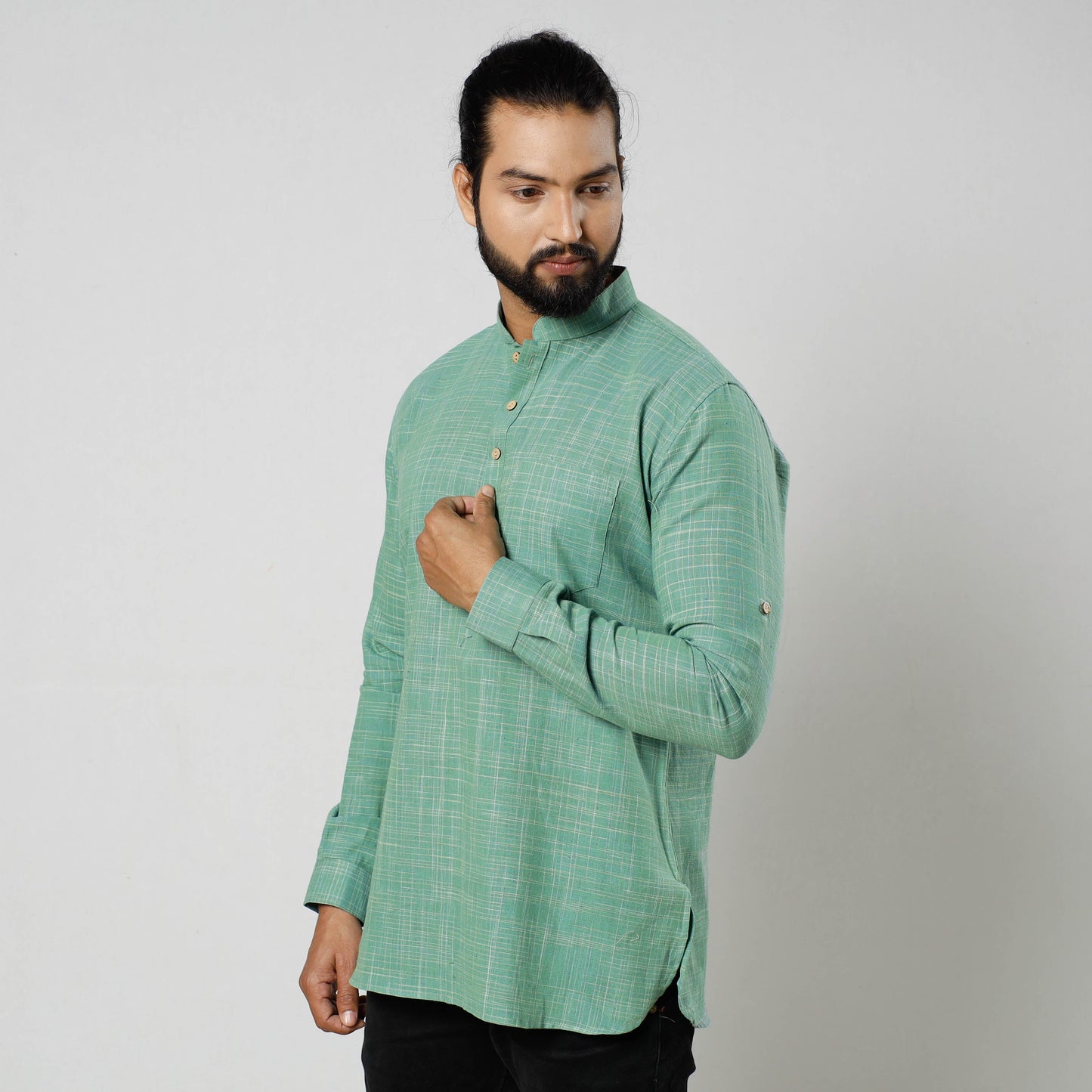 Plain Fine Cotton Handloom Men Short Kurta