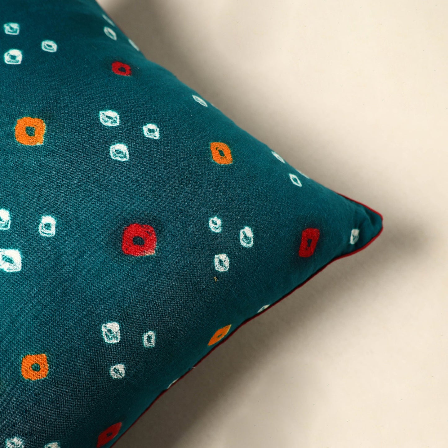 Green Tie & Dye Cotton Bandhani Cushion Cover