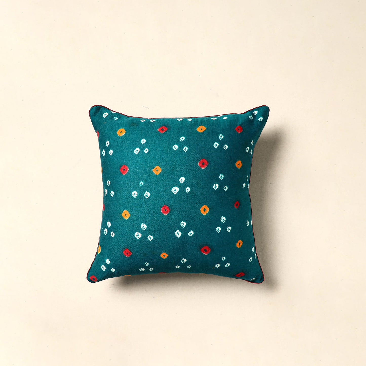 Green Tie & Dye Cotton Bandhani Cushion Cover
