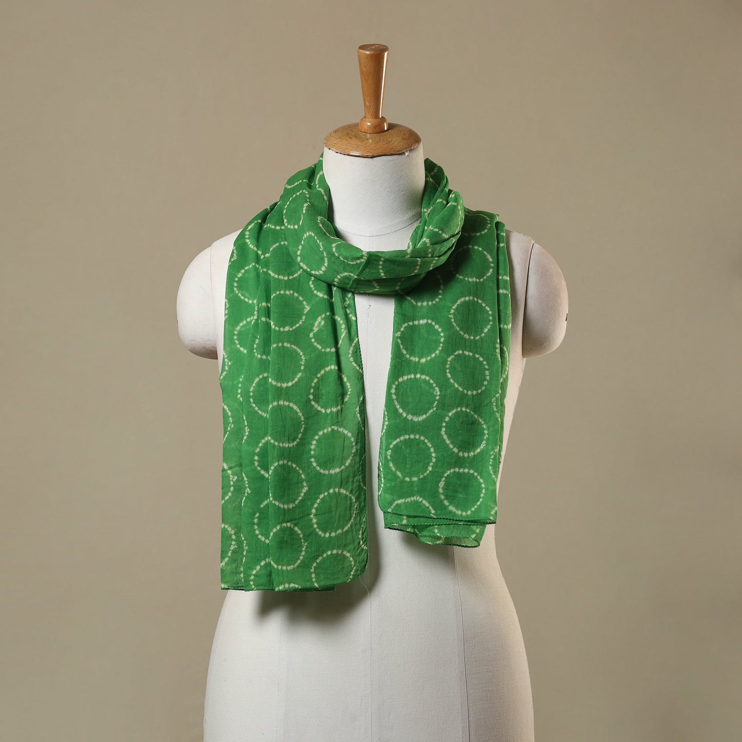 Green Tie-Dye Cotton Shibori Stole