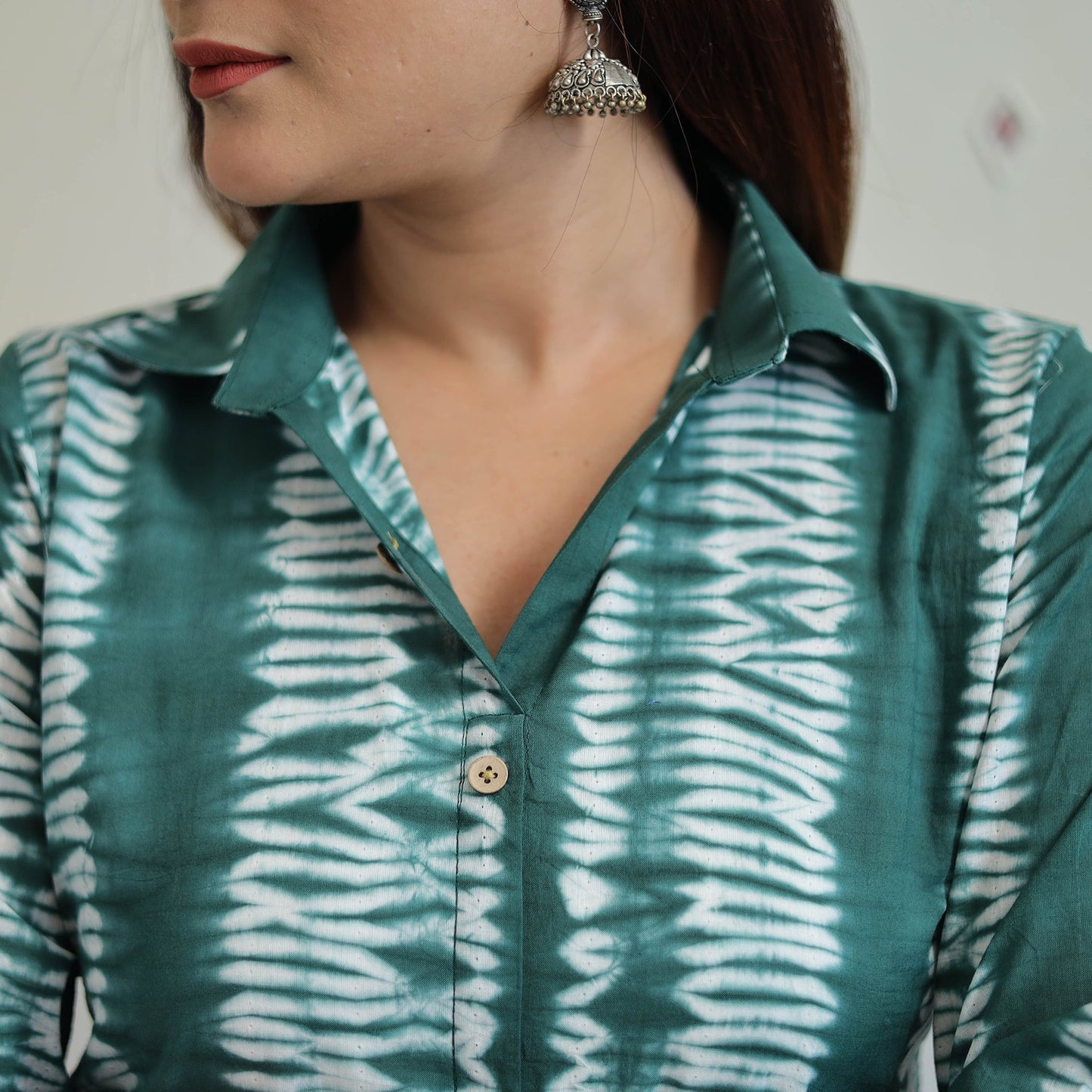 Green Tie & Dye Cotton Straight Shibori Kurta for Women