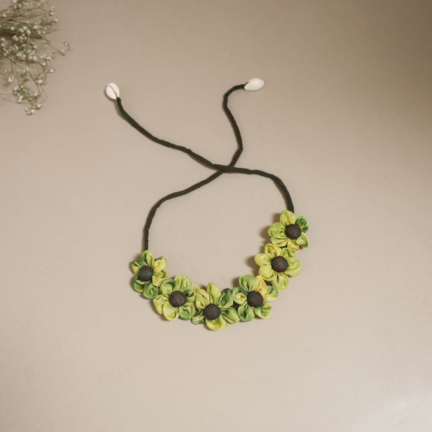 Traditional handmade fabart green rosa gajra - handcrafted