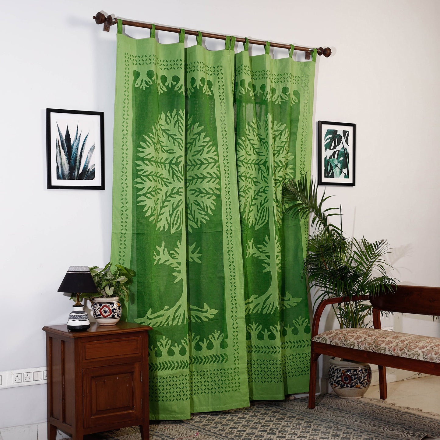 Tree Cutwork Cotton Barmer Applique Door Curtain