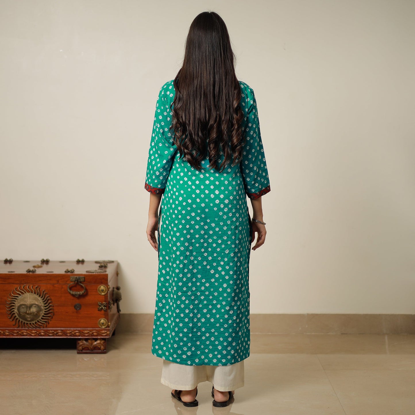 Bandhani Tie-dye Cotton Long Kurta for Women
