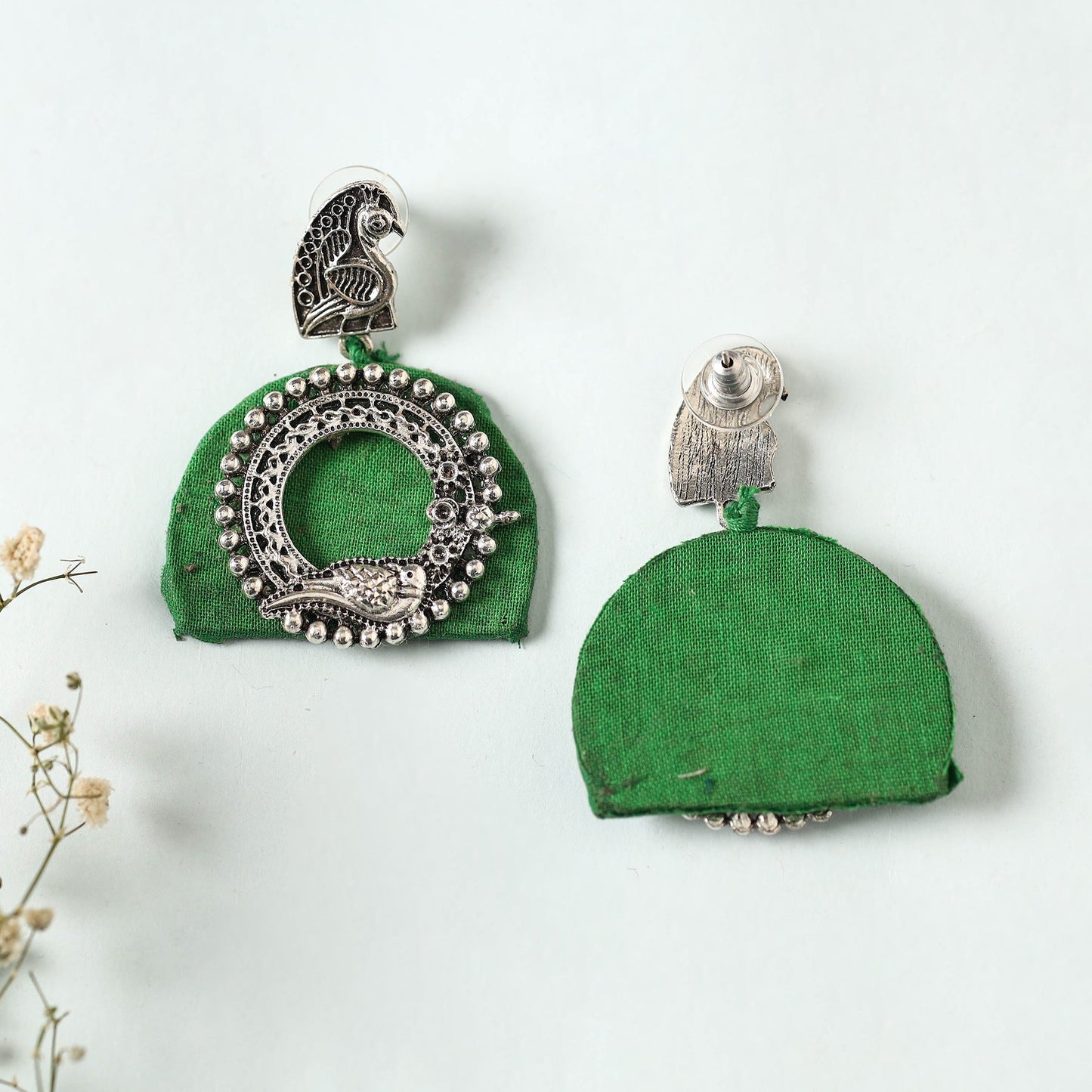 Green - vaishali handcrafted gs fabart earrings 33