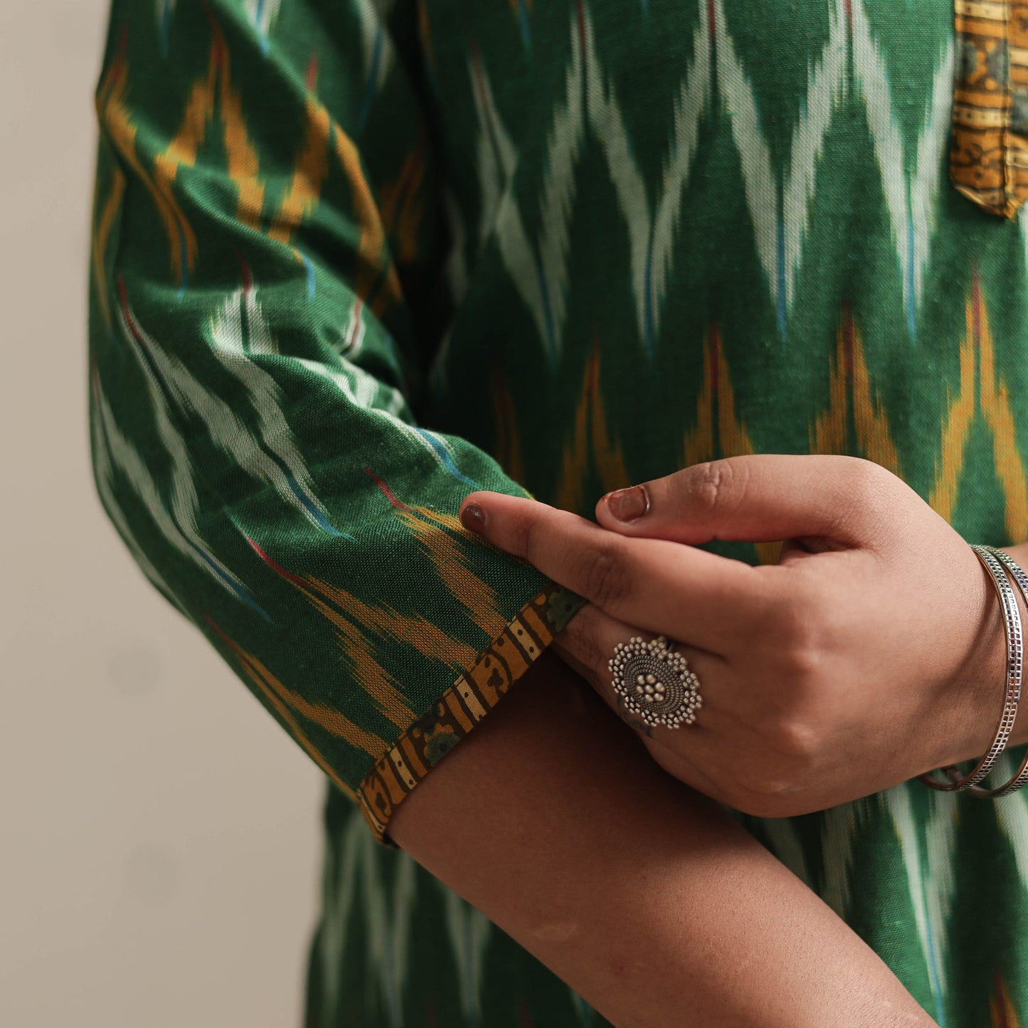 iTokri Casuals - Pochampally Ikat Weave Cotton Long Kurta