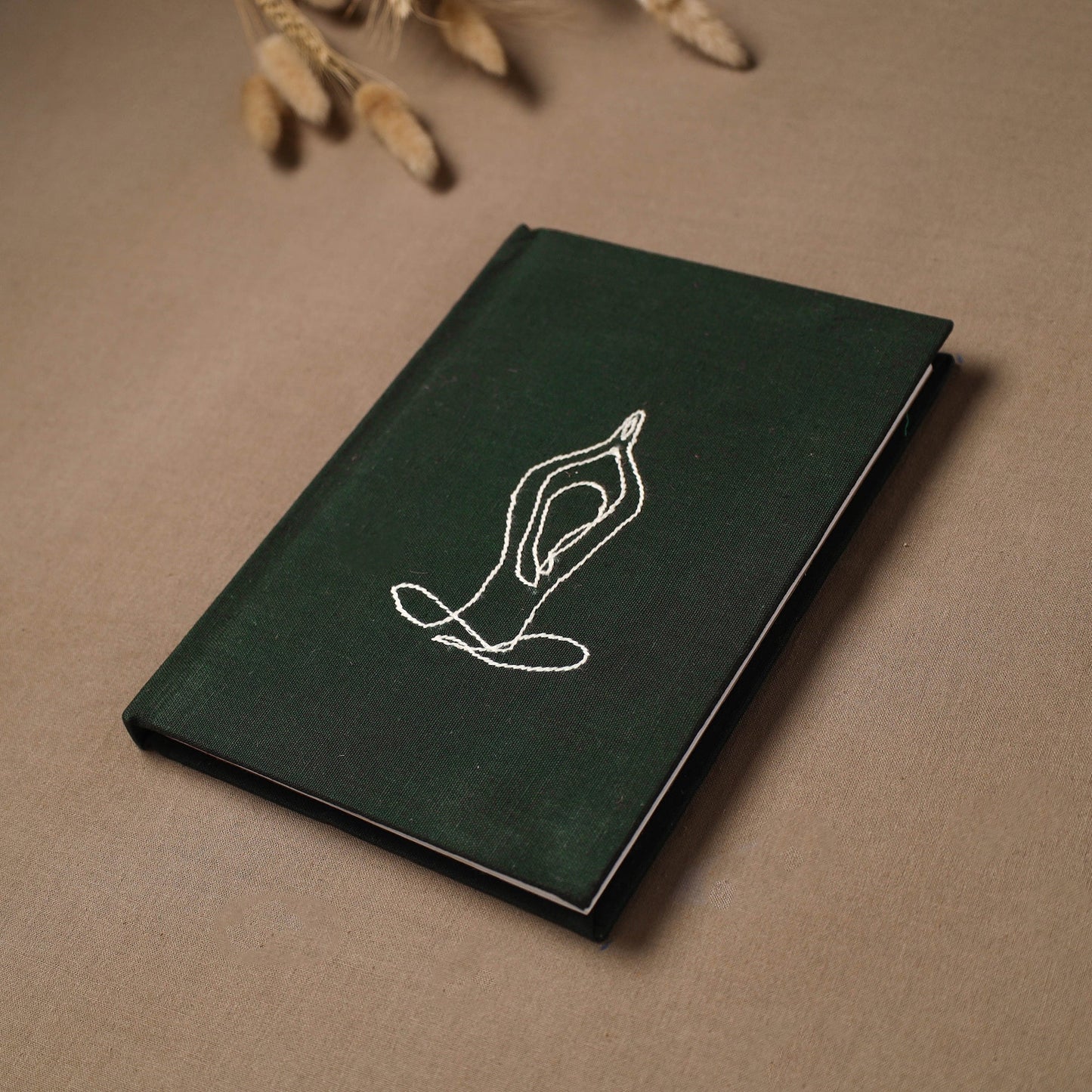 Yoga hand embroidered fabric cover handmade paper journal