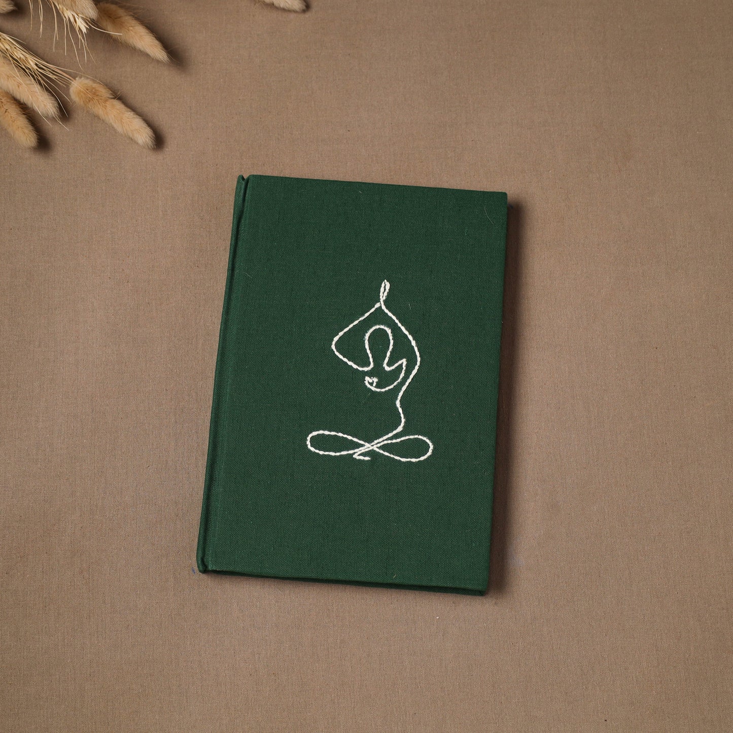 Yoga hand embroidered fabric cover handmade paper journal
