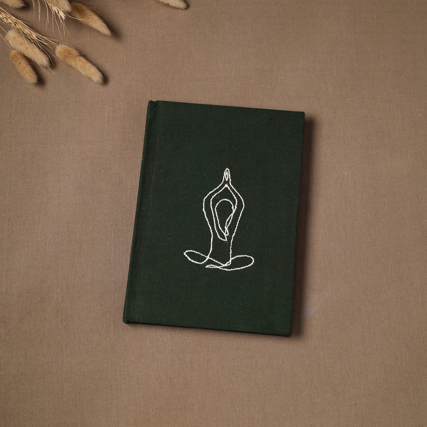 Yoga hand embroidered fabric cover handmade paper journal