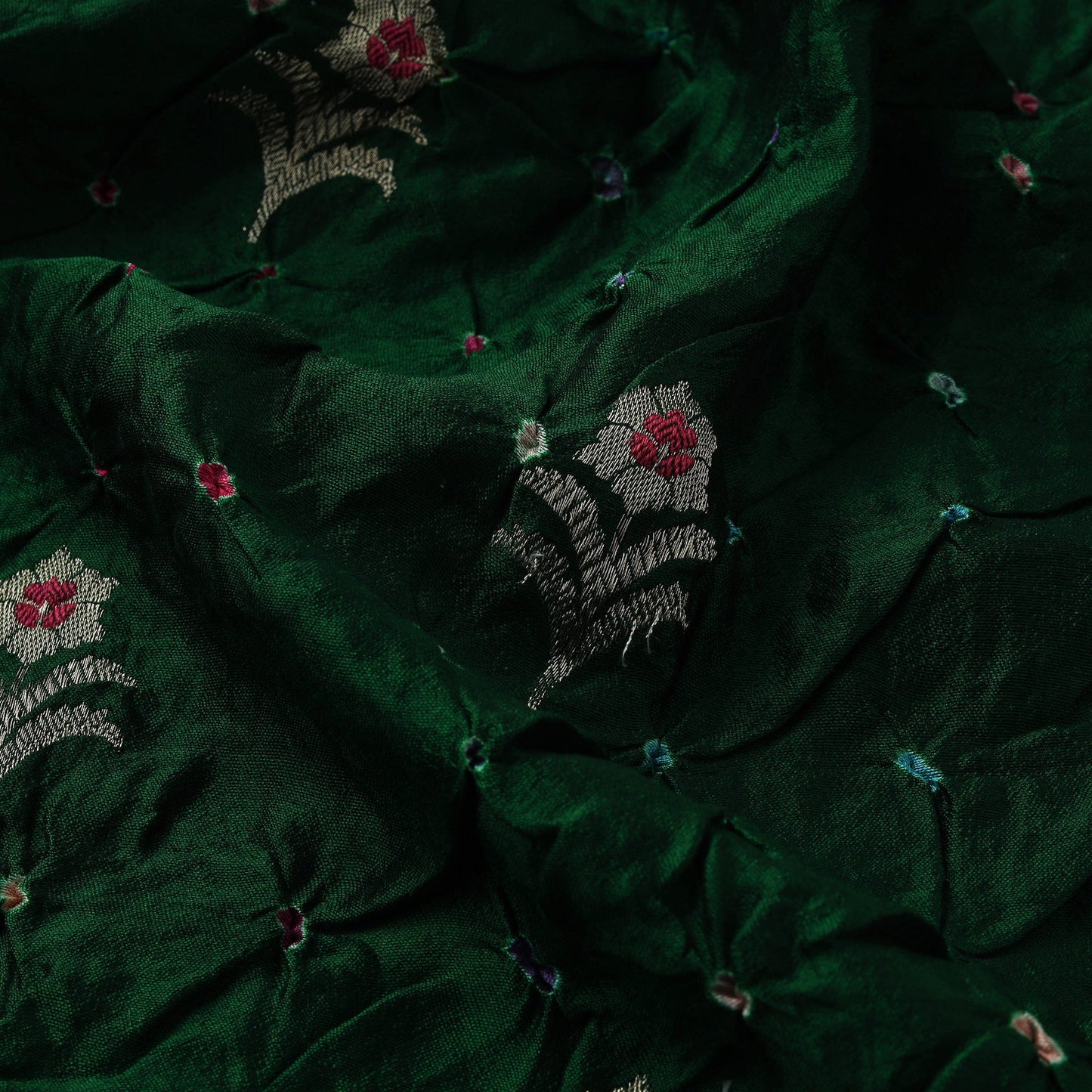 Zari buti silk tie-dye bandhani fabric 30 - handcrafted