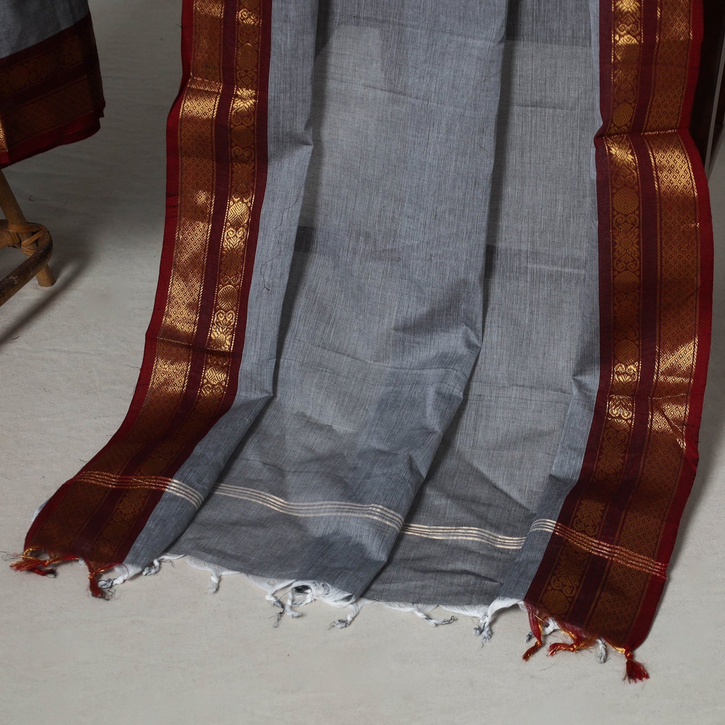 Grey - 2pc kandangi chettinad unstitched dress material