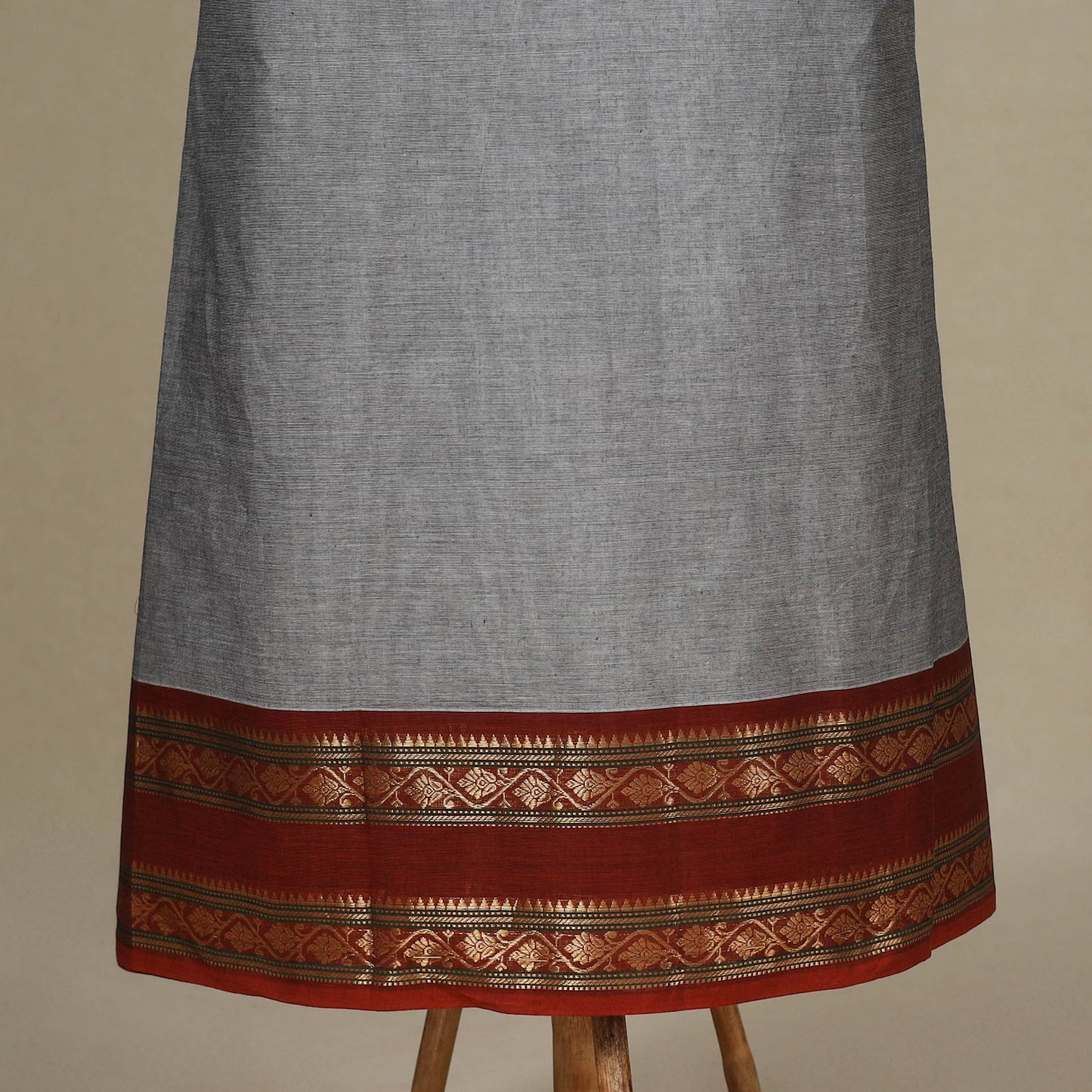 Grey - 2pc unstitched kandangi chettinad cotton dress