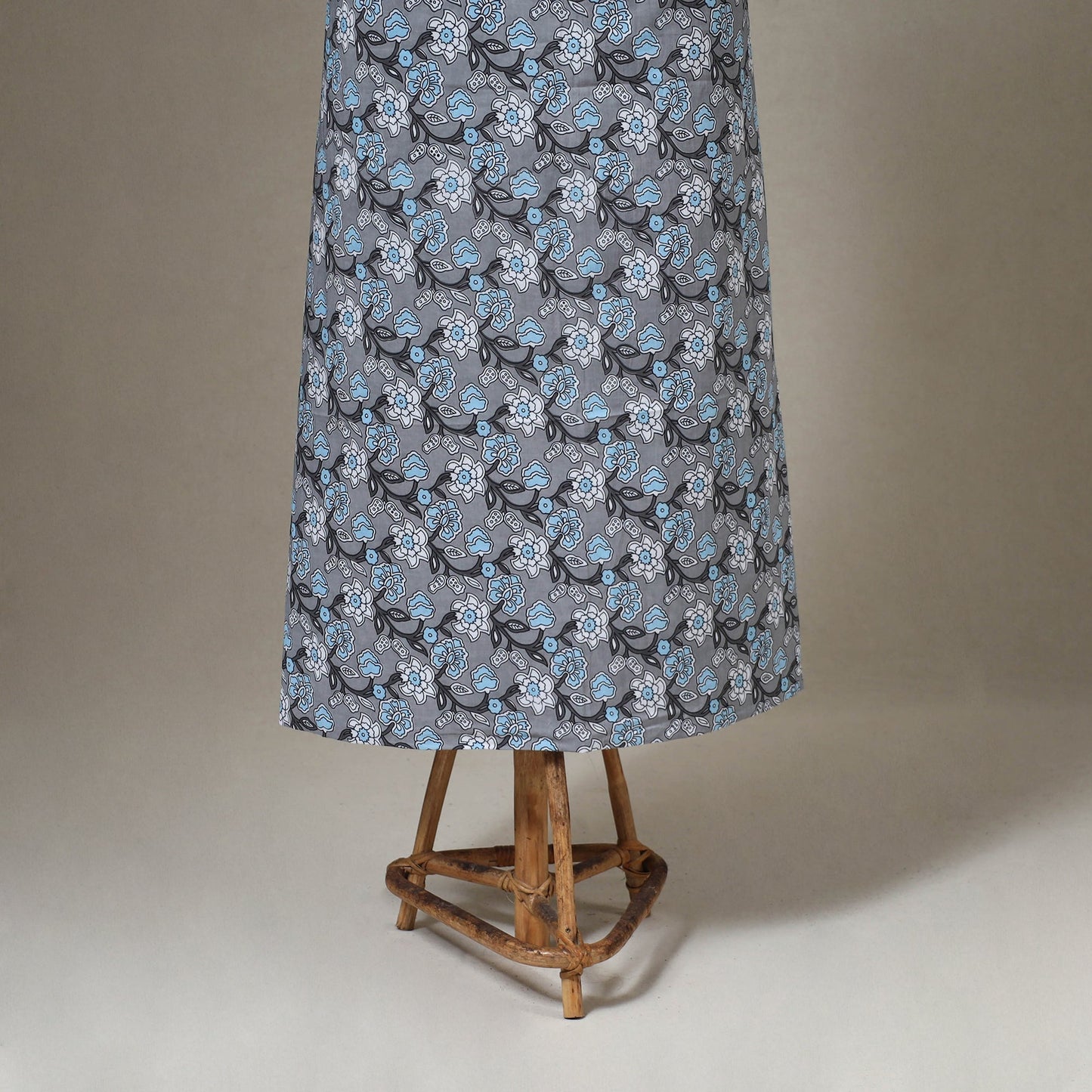 Grey 3pc Block Print Cotton Sanganeri Dress Material