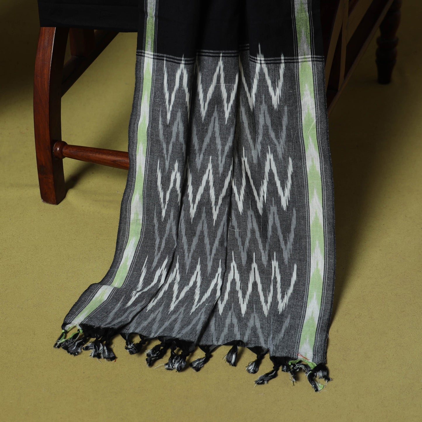 Grey - 3pc handloom cotton unstitched pochampally ikat