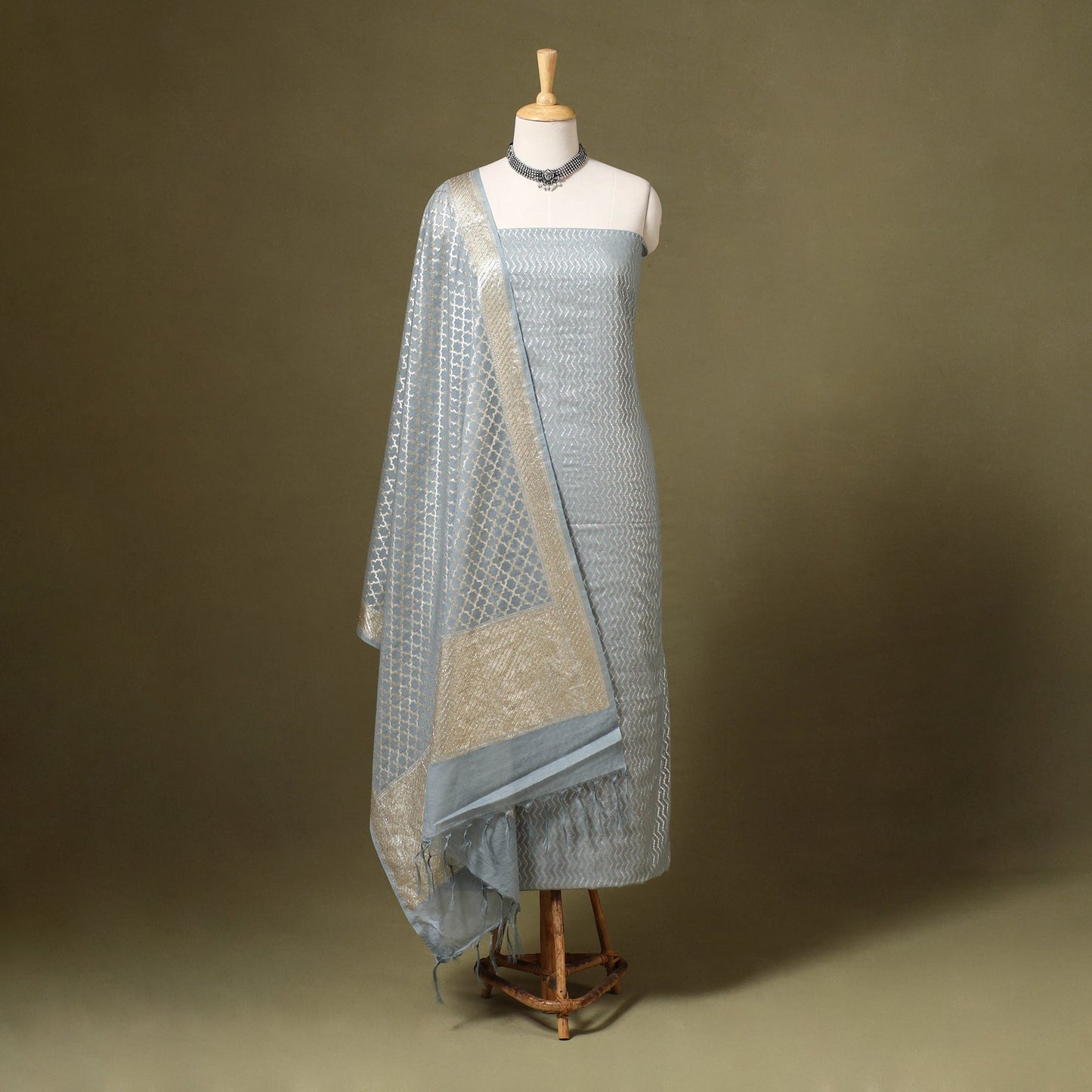 2pc Cotton x Viscose Zari Banarasi Dress Material