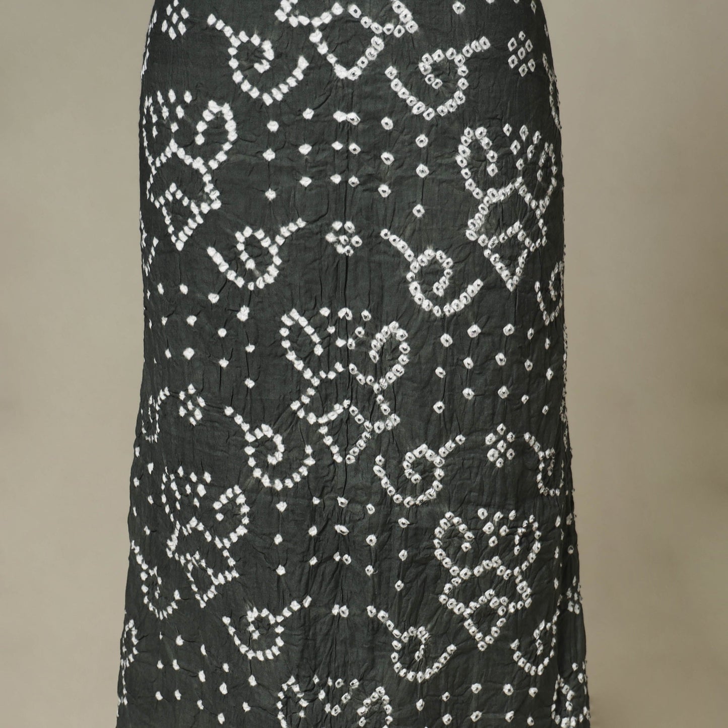 Grey - 3pc kutch tie-dye satin cotton unstitched bandhani