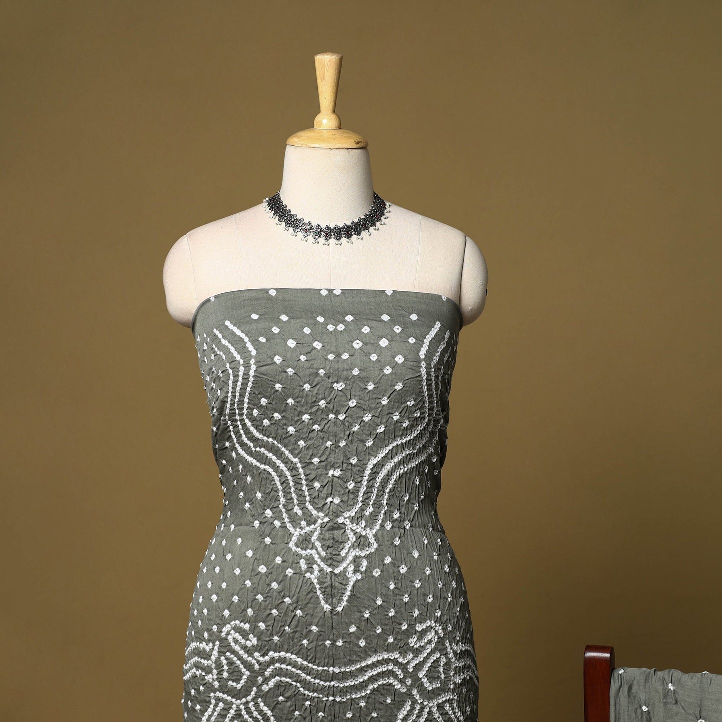 3pc kutch tie-dye satin cotton unstitched bandhani dress
