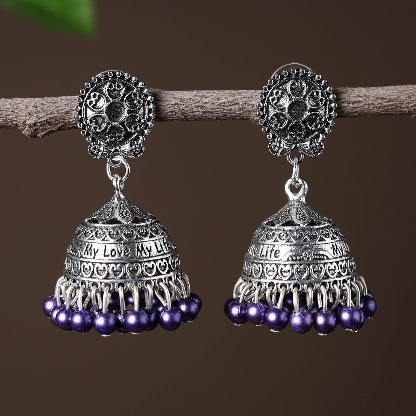 Grey - aakriti handcrafted gs beadwork jhumki earrings