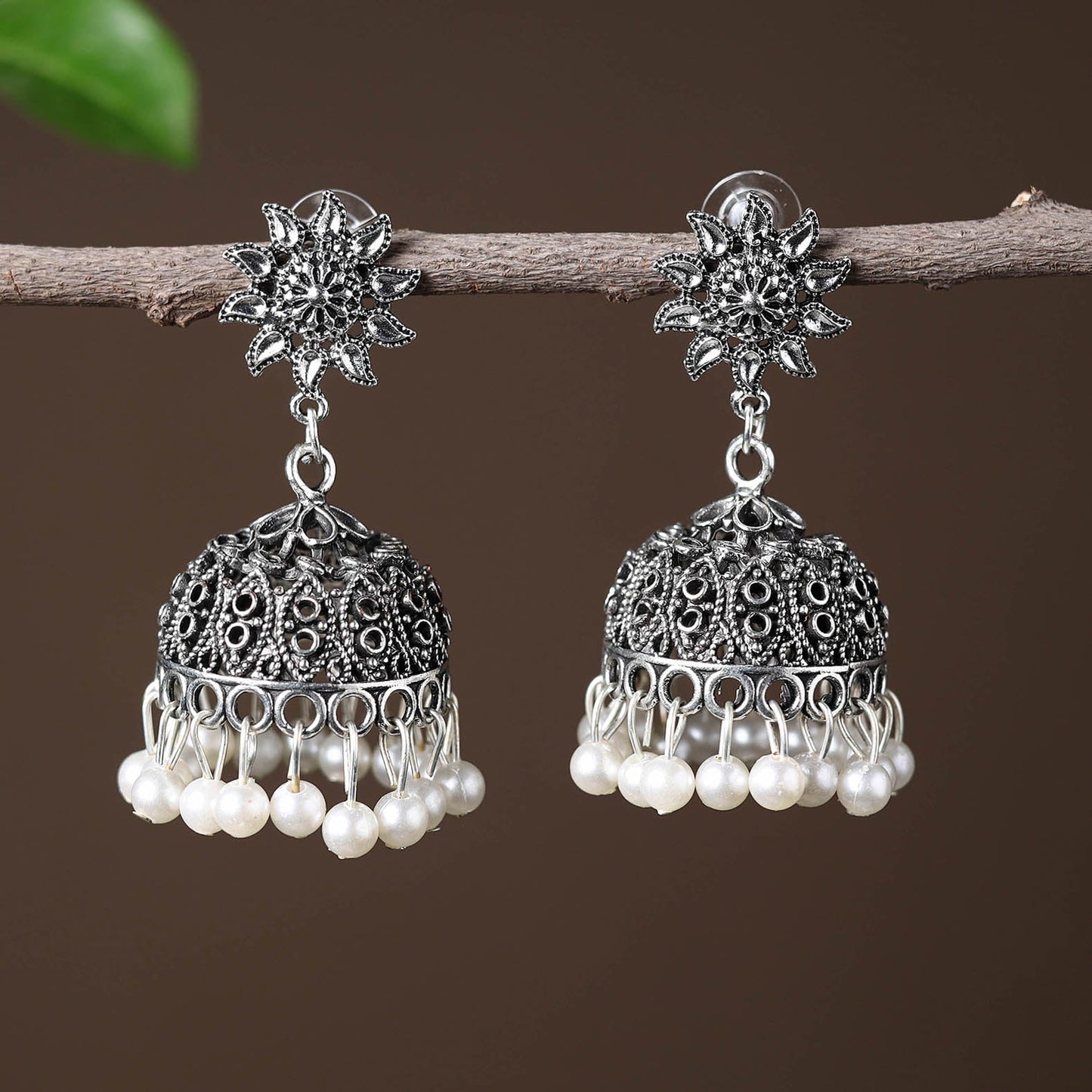 Elegant Beadwork German Silver Earrings Online in India
