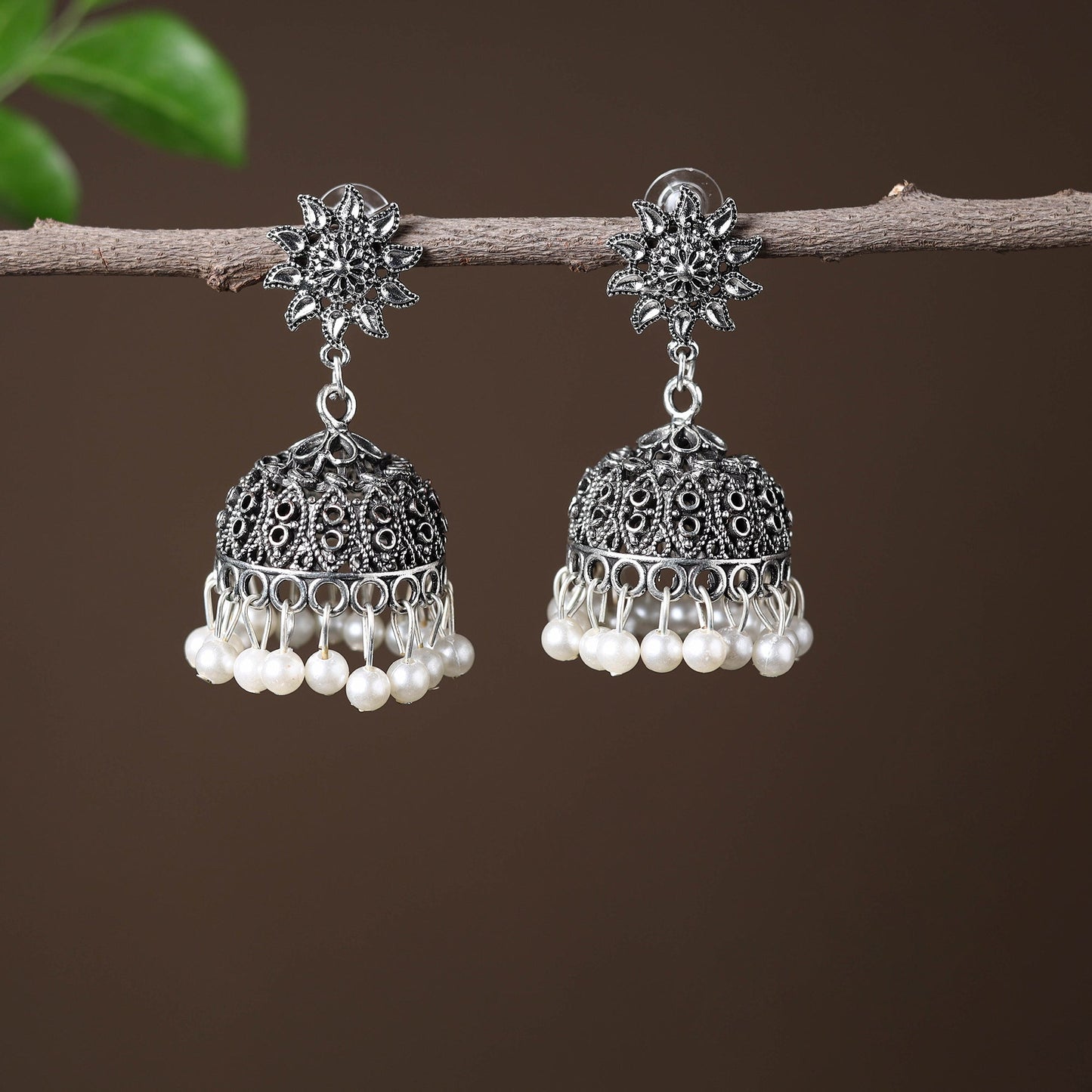 Elegant Beadwork German Silver Earrings Online in India