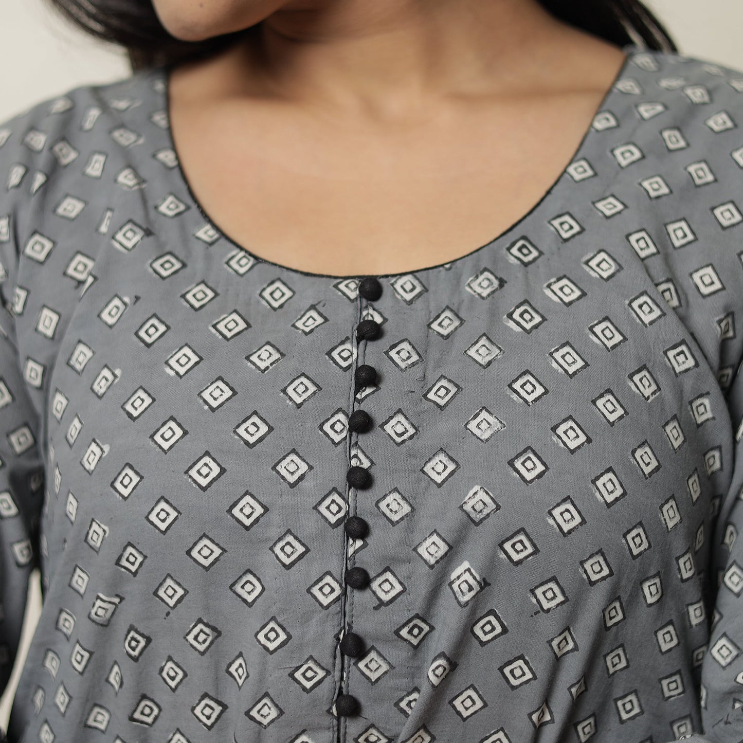 Akola Hand Block Printed Cotton A-Line Kurta 08