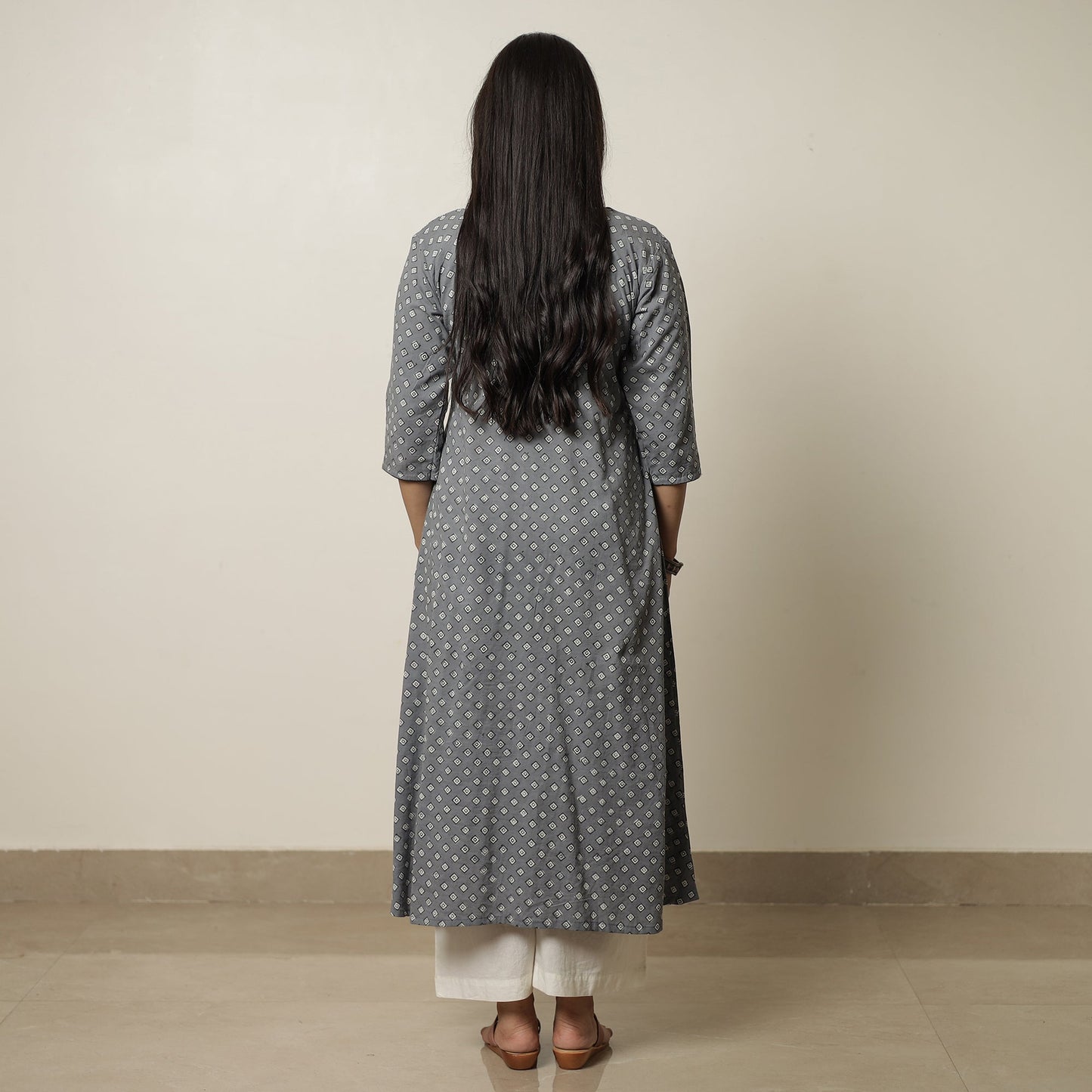 Akola Hand Block Printed Cotton A-Line Kurta 08