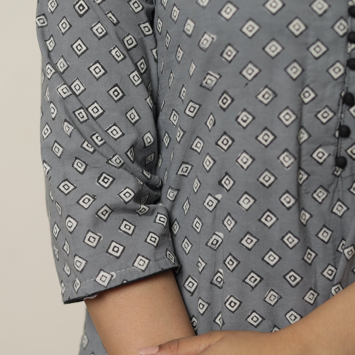 Akola Hand Block Printed Cotton A-Line Kurta 08