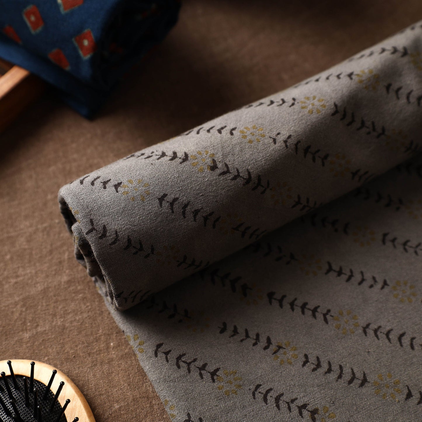 Grey Akola Block Printed Pure Handloom Cotton Towel