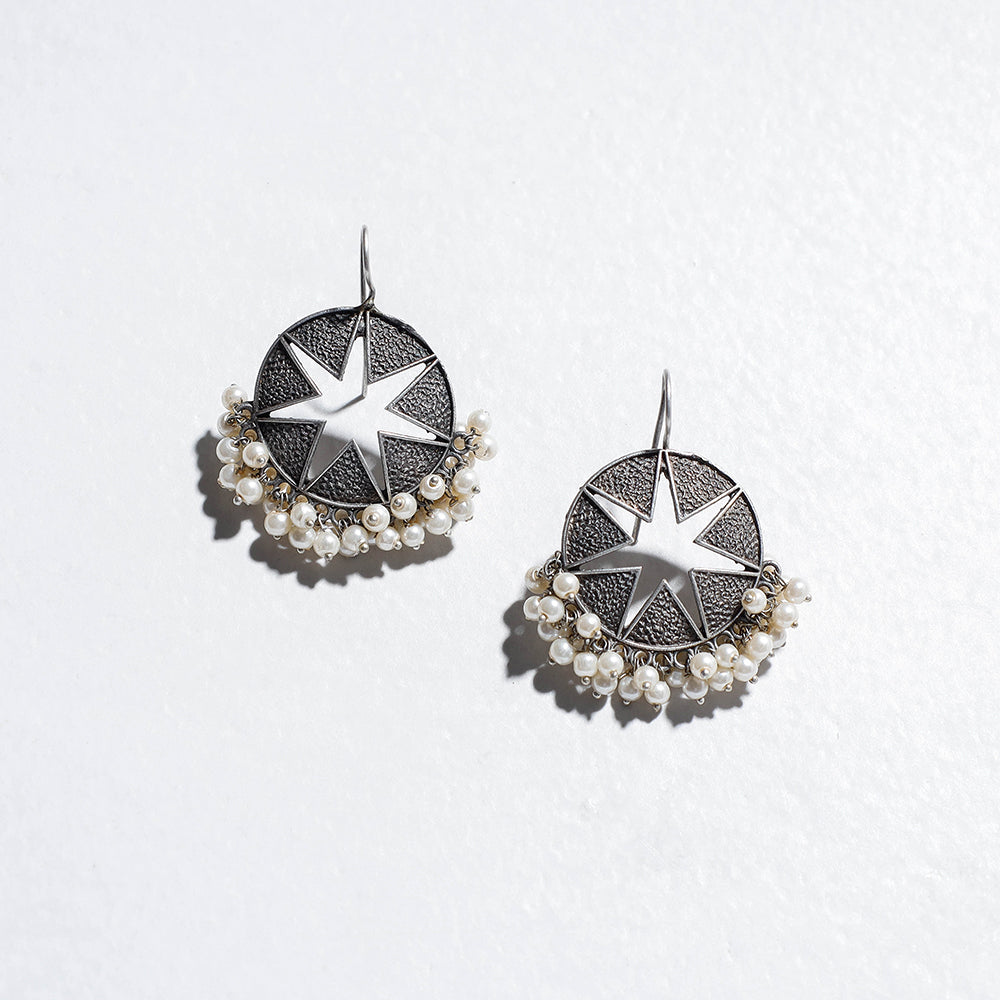 Antique Finish Oxidised German Silver Stud Earrings