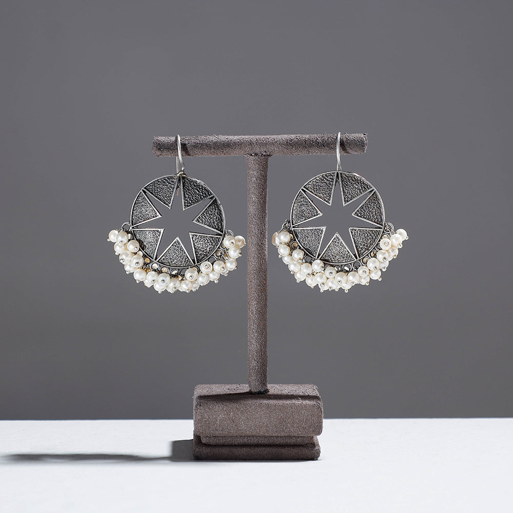 Antique Finish Oxidised German Silver Stud Earrings