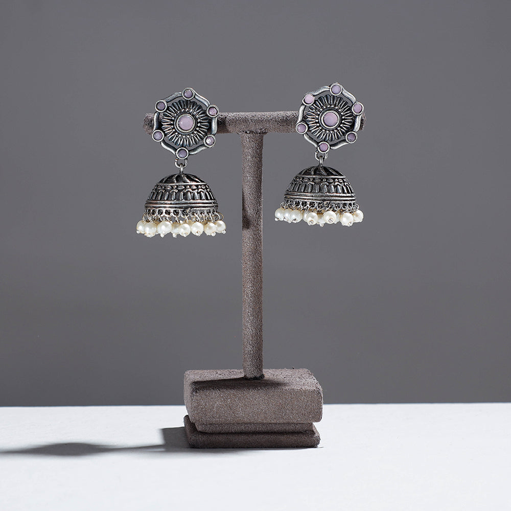 Antique Finish Oxidised German Silver Jhumki Earrings