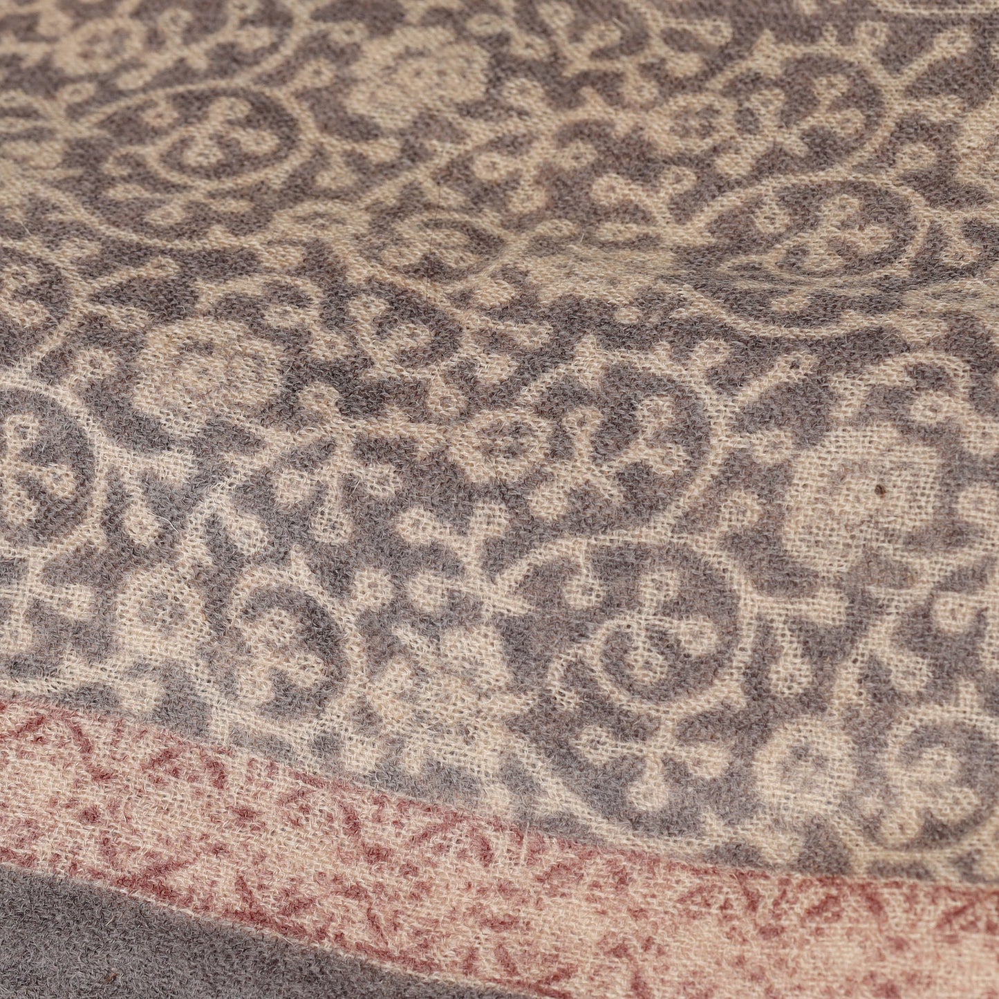 Bagh Block Printed Natural Dyed Woolen Muffler (61 in)