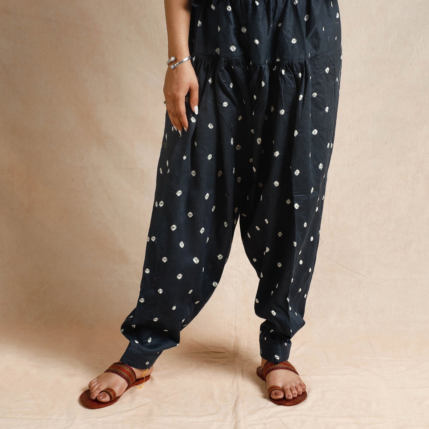 Bandhani Cotton Kurta with Salwar & Dupatta Set