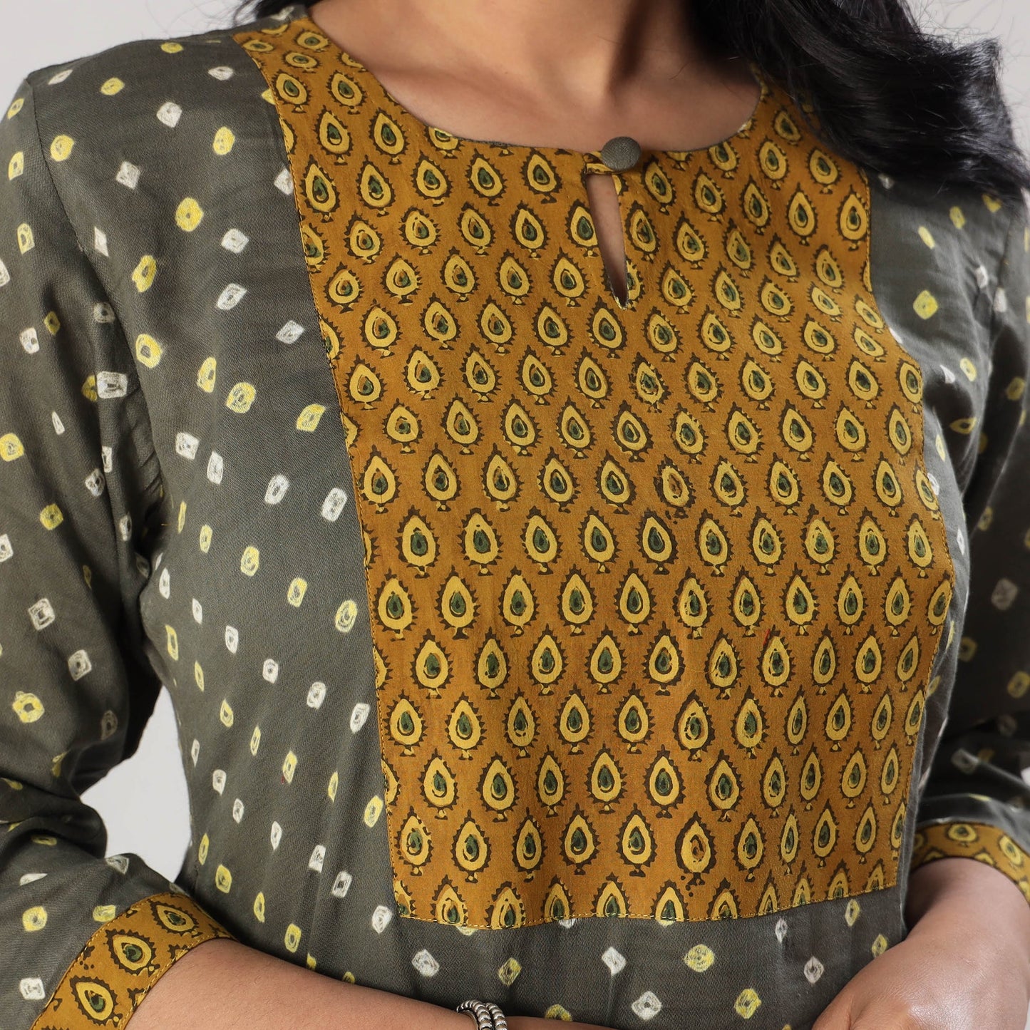 Bandhani Tie-dye Cotton Long Straight Kurta for Women